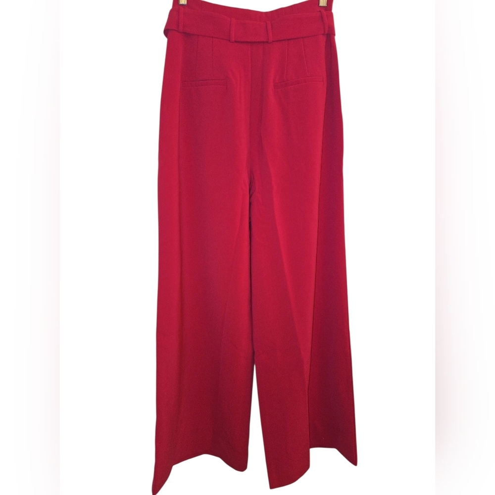 Hot Pink Wide Leg Belted High Rise Preppy Pant Size 10 NWT - Picture 3 of 11